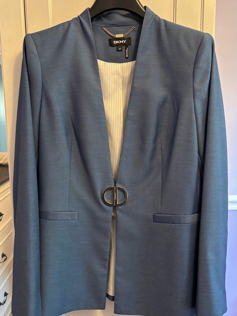 Macy's DKNY Slate Blue Open-Front Women's Blazer